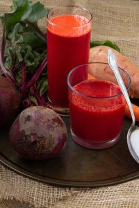 Juice consisting of three vegetables. Part of the healthy smoothie recipes.