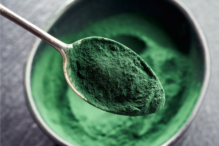 Best spirulina powder on a spoon